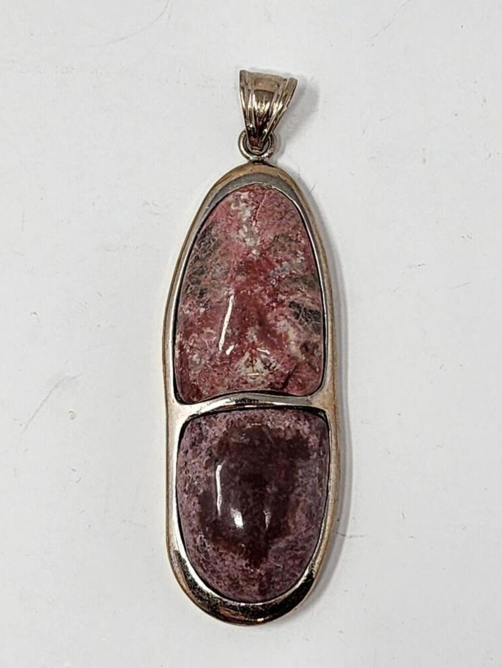 Genuine Rosaline Thulite Silver Pendant